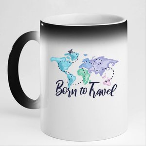 Born To Travel 11oz Black Color Changing Mug