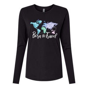 Born To Travel Womens Cotton Relaxed Long Sleeve T-Shirt