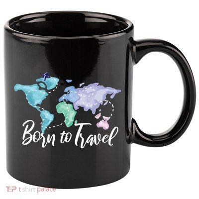 Born To Travel 11oz C Handle Ceramic Mug