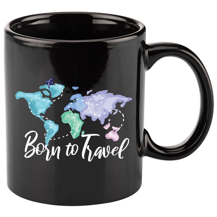 Born To Travel 11oz C Handle Ceramic Mug