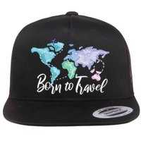 Born To Travel Flat Bill Trucker Hat