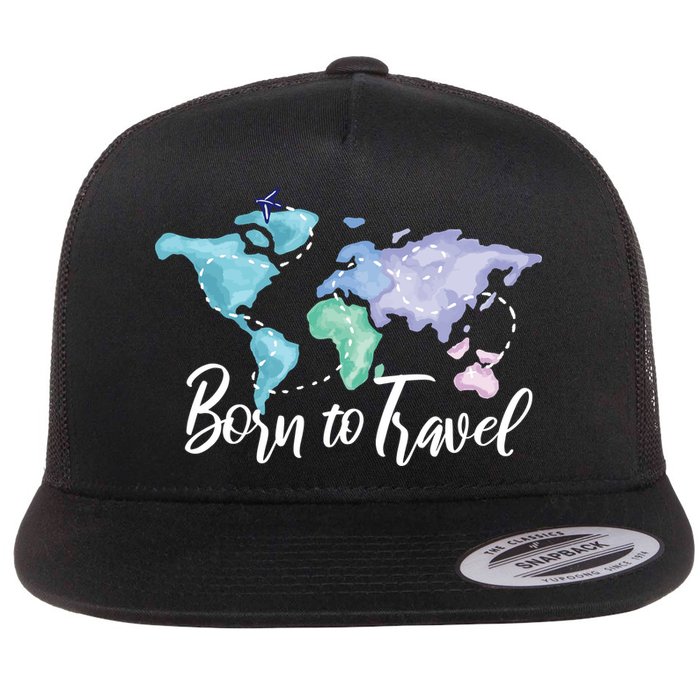 Born To Travel Flat Bill Trucker Hat