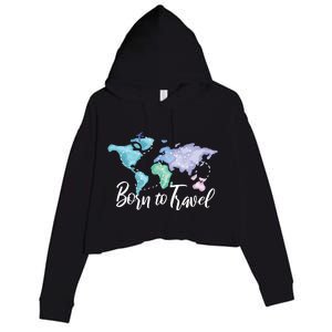 Born To Travel Crop Fleece Hoodie