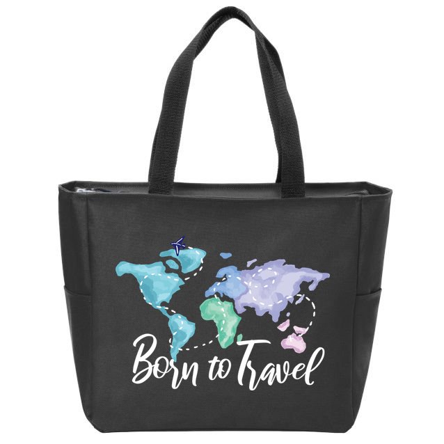 Born To Travel Zip Tote Bag