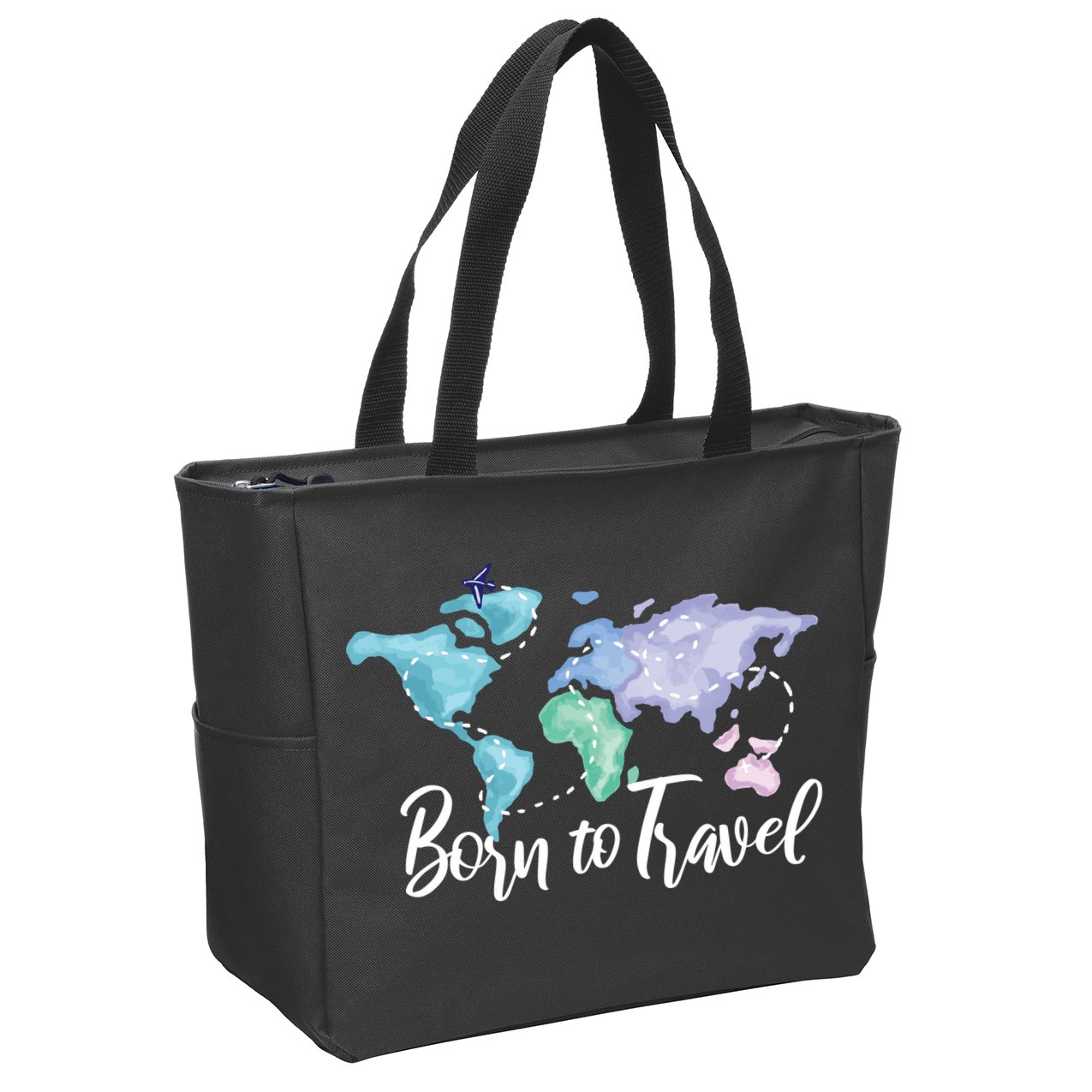 Born To Travel Zip Tote Bag