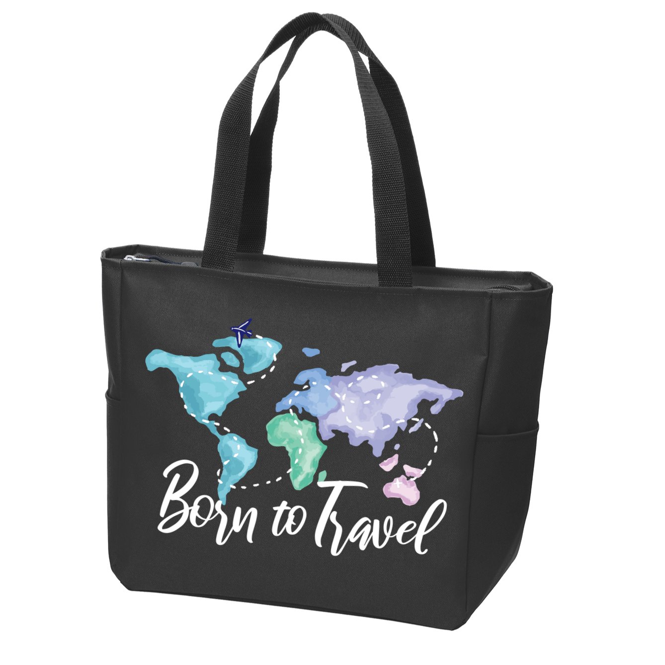 Born To Travel Zip Tote Bag