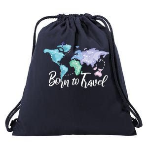 Born To Travel Drawstring Bag