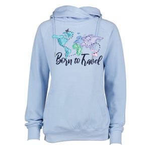 Born To Travel Womens Funnel Neck Pullover Hood