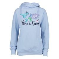 Born To Travel Womens Funnel Neck Pullover Hood