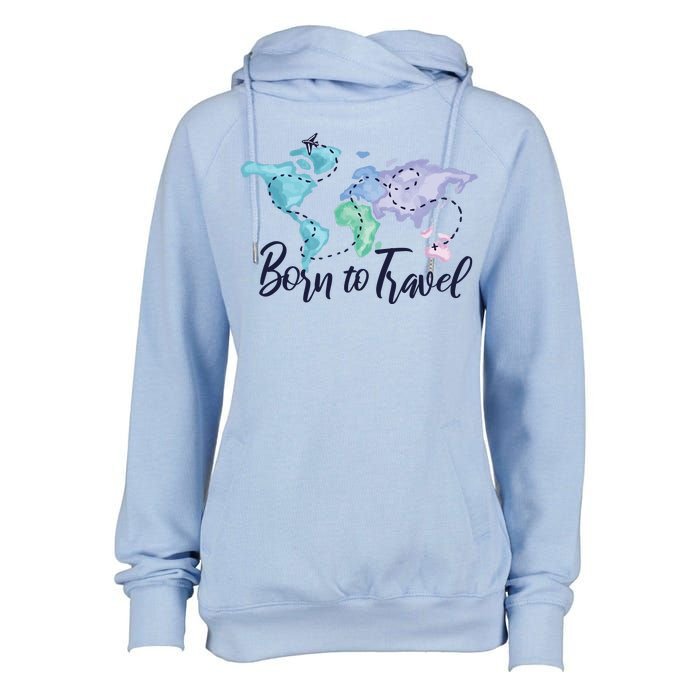 Born To Travel Womens Funnel Neck Pullover Hood