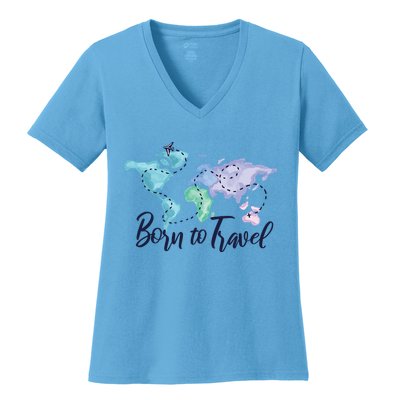 Born To Travel Women's V-Neck T-Shirt