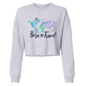 Born To Travel Cropped Pullover Crew