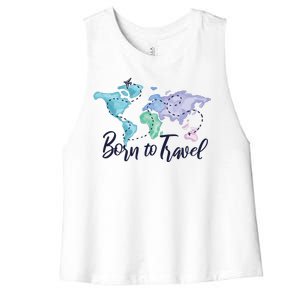 Born To Travel Women's Racerback Cropped Tank