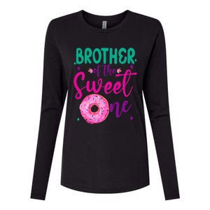 Brother Of Sweet One 1st Bday Party Matching Family Donut Womens Cotton Relaxed Long Sleeve T-Shirt