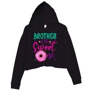 Brother Of Sweet One 1st Bday Party Matching Family Donut Crop Fleece Hoodie