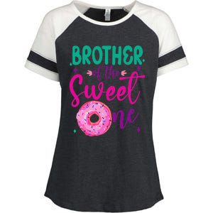 Brother Of Sweet One 1st Bday Party Matching Family Donut Enza Ladies Jersey Colorblock Tee