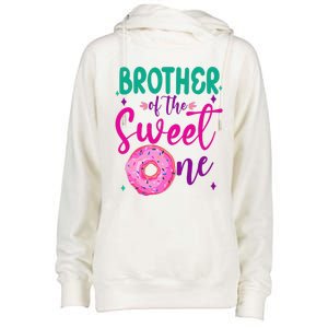 Brother Of Sweet One 1st Bday Party Matching Family Donut Womens Funnel Neck Pullover Hood