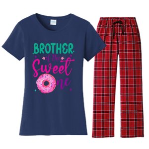 Brother Of Sweet One 1st Bday Party Matching Family Donut Women's Flannel Pajama Set