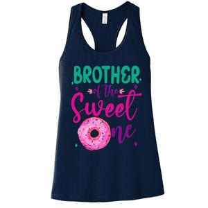 Brother Of Sweet One 1st Bday Party Matching Family Donut Women's Racerback Tank