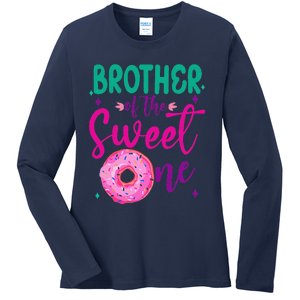 Brother Of Sweet One 1st Bday Party Matching Family Donut Ladies Long Sleeve Shirt