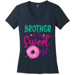 Brother Of Sweet One 1st Bday Party Matching Family Donut Women's V-Neck T-Shirt