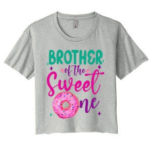 Brother Of Sweet One 1st Bday Party Matching Family Donut Women's Crop Top Tee