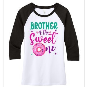 Brother Of Sweet One 1st Bday Party Matching Family Donut Women's Tri-Blend 3/4-Sleeve Raglan Shirt