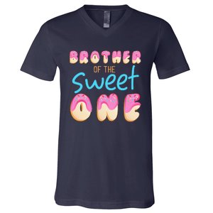 Brother Of Sweet One First Bday Party Matching Family Donut V-Neck T-Shirt