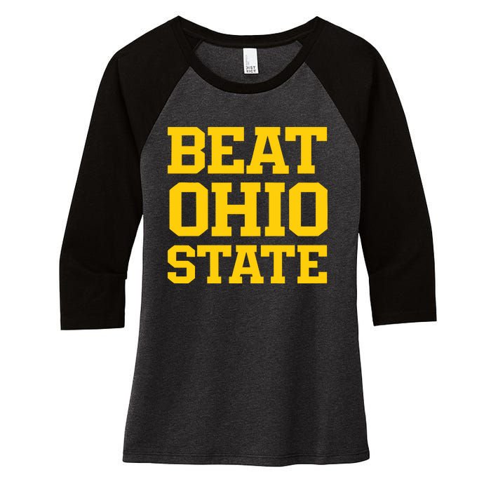 Beat O.H.I.O State Women's Tri-Blend 3/4-Sleeve Raglan Shirt