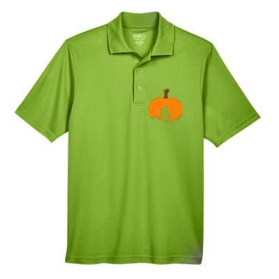 Bigfoot Or Sasquatch & Bats Halloween Pumpkin Spooky Sunset Men's Origin Performance Pique Polo