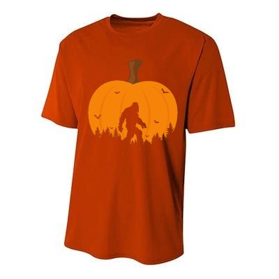 Bigfoot Or Sasquatch & Bats Halloween Pumpkin Spooky Sunset Performance Sprint T-Shirt