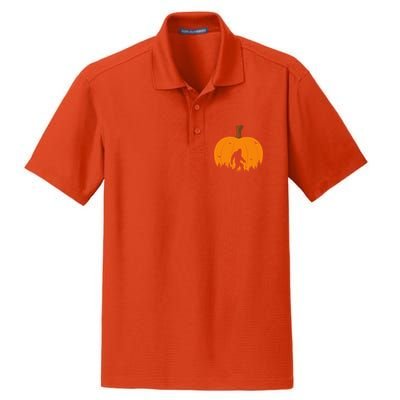 Bigfoot Or Sasquatch & Bats Halloween Pumpkin Spooky Sunset Dry Zone Grid Polo