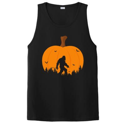 Bigfoot Or Sasquatch & Bats Halloween Pumpkin Spooky Sunset PosiCharge Competitor Tank