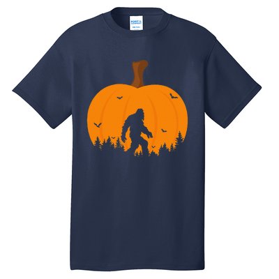 Bigfoot Or Sasquatch & Bats Halloween Pumpkin Spooky Sunset Tall T-Shirt