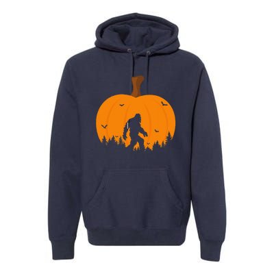 Bigfoot Or Sasquatch & Bats Halloween Pumpkin Spooky Sunset Premium Hoodie