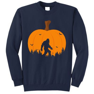 Bigfoot Or Sasquatch & Bats Halloween Pumpkin Spooky Sunset Tall Sweatshirt