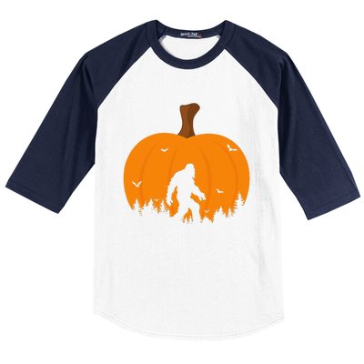 Bigfoot Or Sasquatch & Bats Halloween Pumpkin Spooky Sunset Baseball Sleeve Shirt