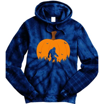 Bigfoot Or Sasquatch & Bats Halloween Pumpkin Spooky Sunset Tie Dye Hoodie