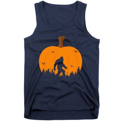 Bigfoot Or Sasquatch & Bats Halloween Pumpkin Spooky Sunset Tank Top