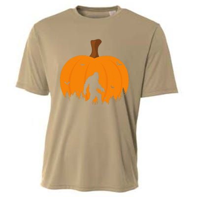 Bigfoot Or Sasquatch & Bats Halloween Pumpkin Spooky Sunset Cooling Performance Crew T-Shirt