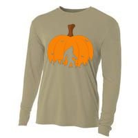 Bigfoot Or Sasquatch & Bats Halloween Pumpkin Spooky Sunset Cooling Performance Long Sleeve Crew