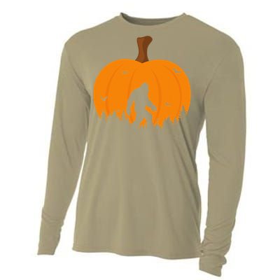 Bigfoot Or Sasquatch & Bats Halloween Pumpkin Spooky Sunset Cooling Performance Long Sleeve Crew