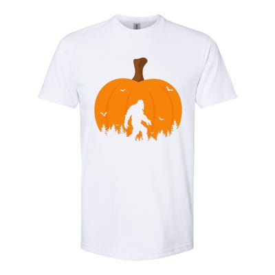 Bigfoot Or Sasquatch & Bats Halloween Pumpkin Spooky Sunset Softstyle CVC T-Shirt