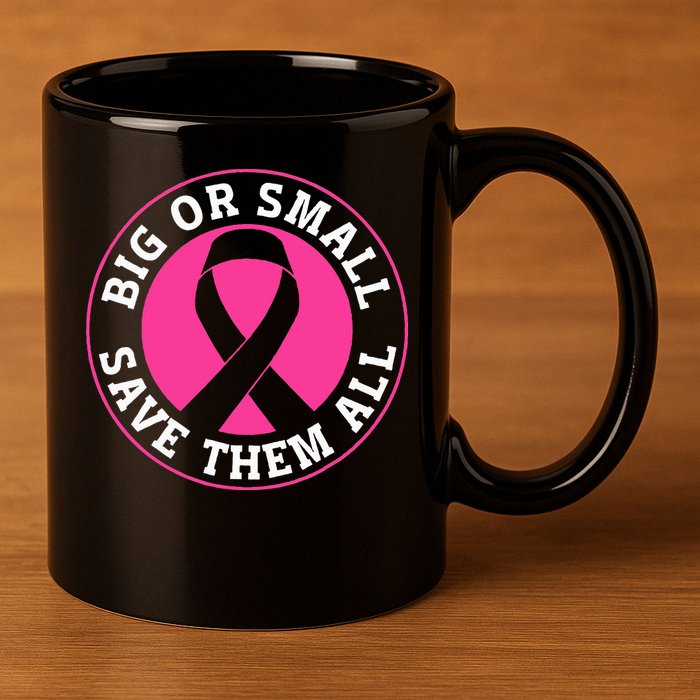 Big Or Small Save Them All Save The Tatas 11oz C Handle Ceramic Mug