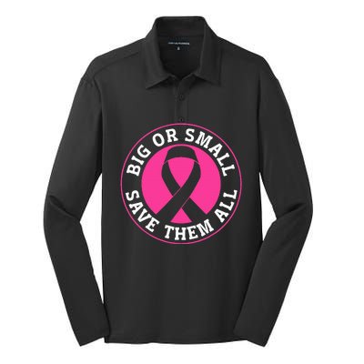 Big Or Small Save Them All Save The Tatas Silk Touch Performance Long Sleeve Polo