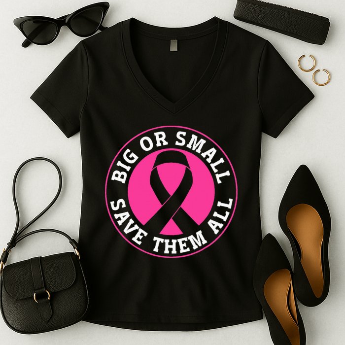 Big Or Small Save Them All Save The Tatas Women's V-Neck T-Shirt