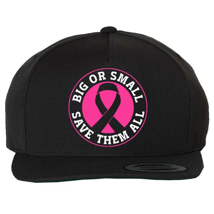Big Or Small Save Them All Save The Tatas Wool Snapback Cap