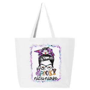 Bleached One Spooky Nicu Nurse Messy Bun Boo Nurse Halloween 25L Jumbo Tote