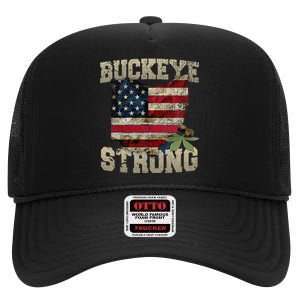 Buckeye Ohio Strong Buckeye Strong High Crown Mesh Back Trucker Hat