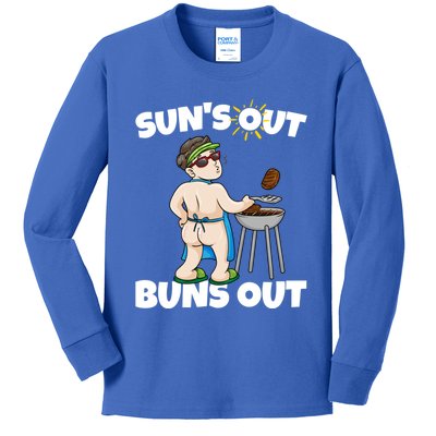 Bumps Out Summer Suns Out Bbq Grilling Spring Sun Butt Cool Gift Kids Long Sleeve Shirt